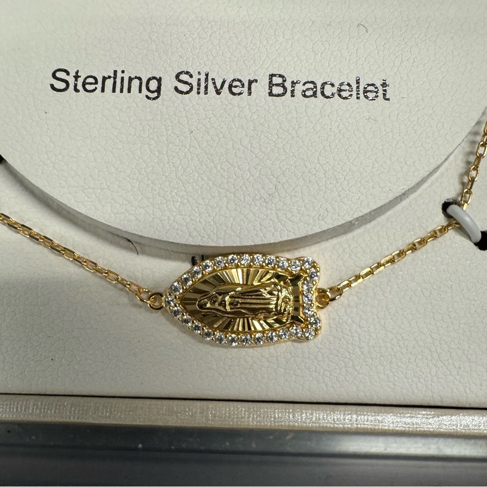 Gold and Silver Sterling virgin Mary Silver Bracelet